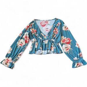Sonder Floral Wrap Peplum Top Size S